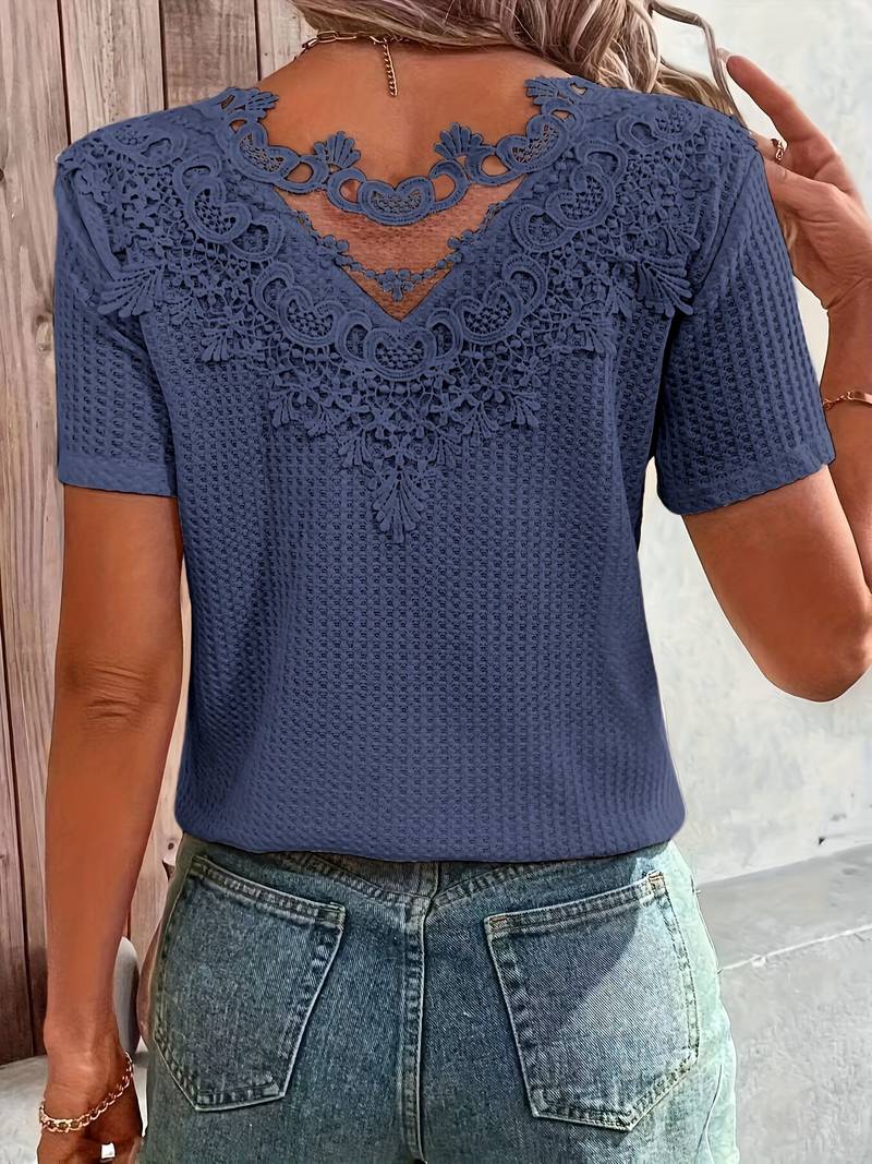 Variant image for Dam T-shirt Spetsdetaljer Mjuk Bomull-17