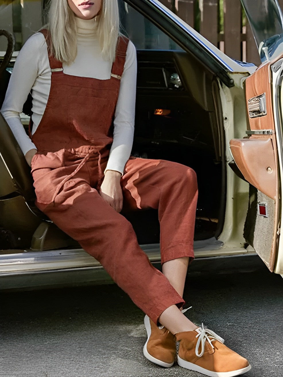 Dam Jumpsuit Ärmlös Dungaree Lätt Bomull 2