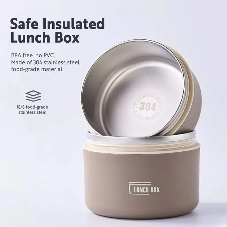 Isolerad Lunchlåda Flera Fack BPA-fri Plast Rostfritt Stål-3