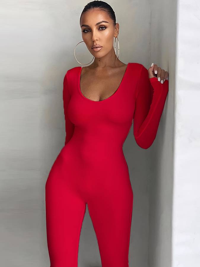 Dam Jumpsuit Snäv Passform Polyester-3