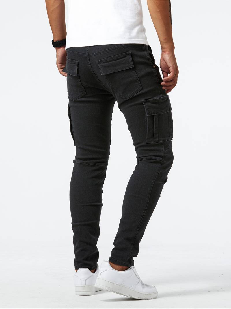 Herr Slim-Fit Cargo Byxor Modern Design 100% Bomull-3
