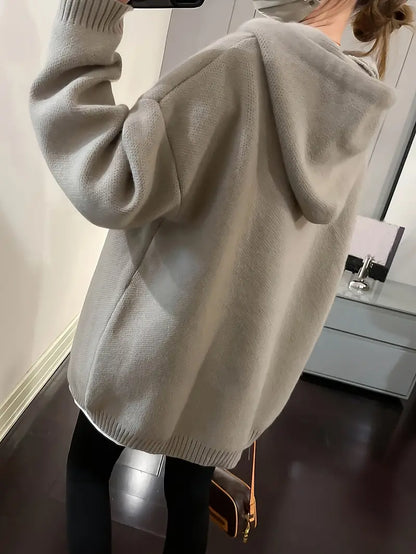 Dam Hoodie Leende Design Justerbar Sladd 100% Bomull-3