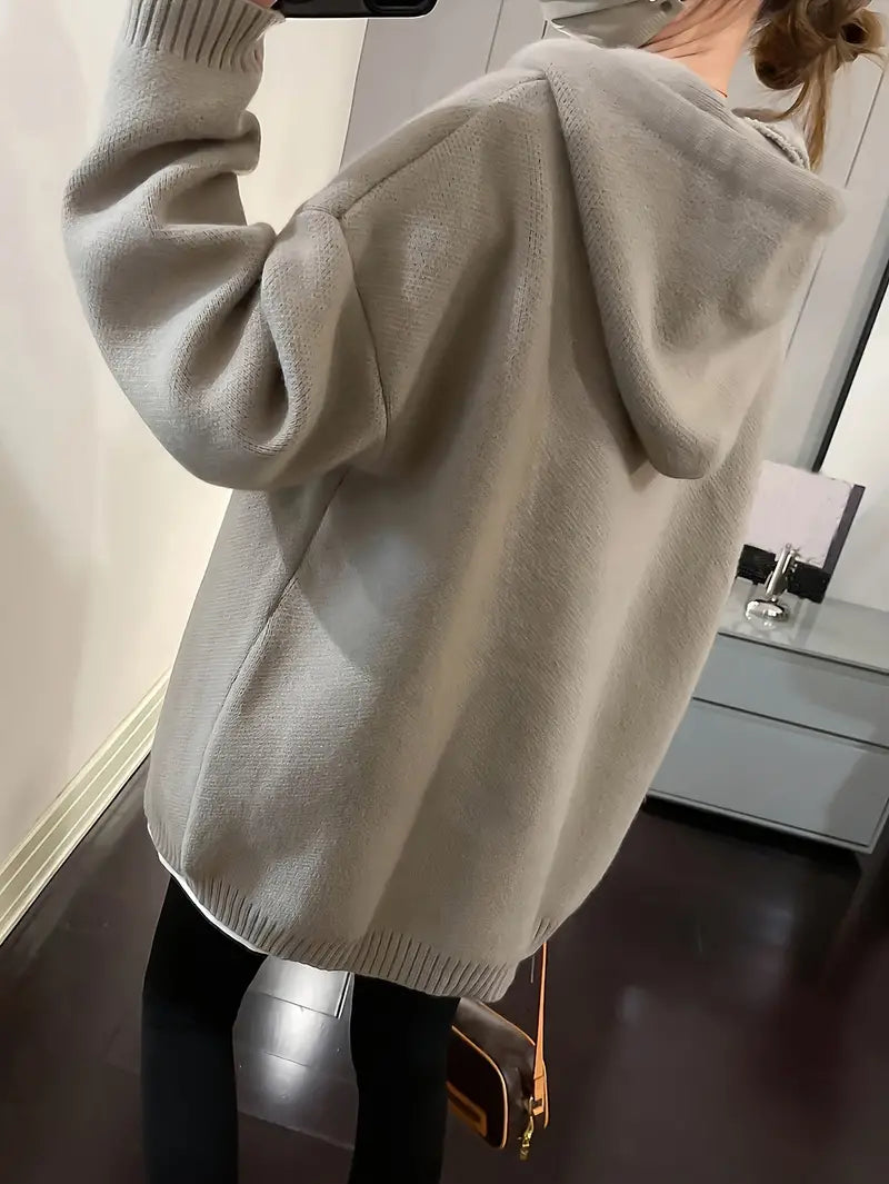 Dam Hoodie Leende Design Justerbar Sladd 100% Bomull-3