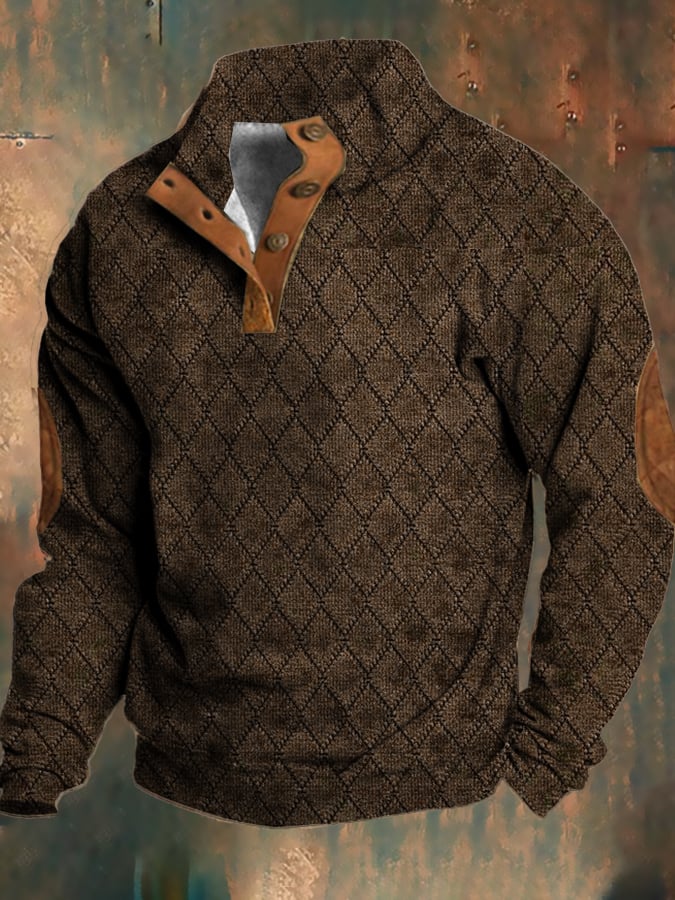 Herr Fleecetröja Retro Casual Mjuk Bomullspolyesterblandning 3