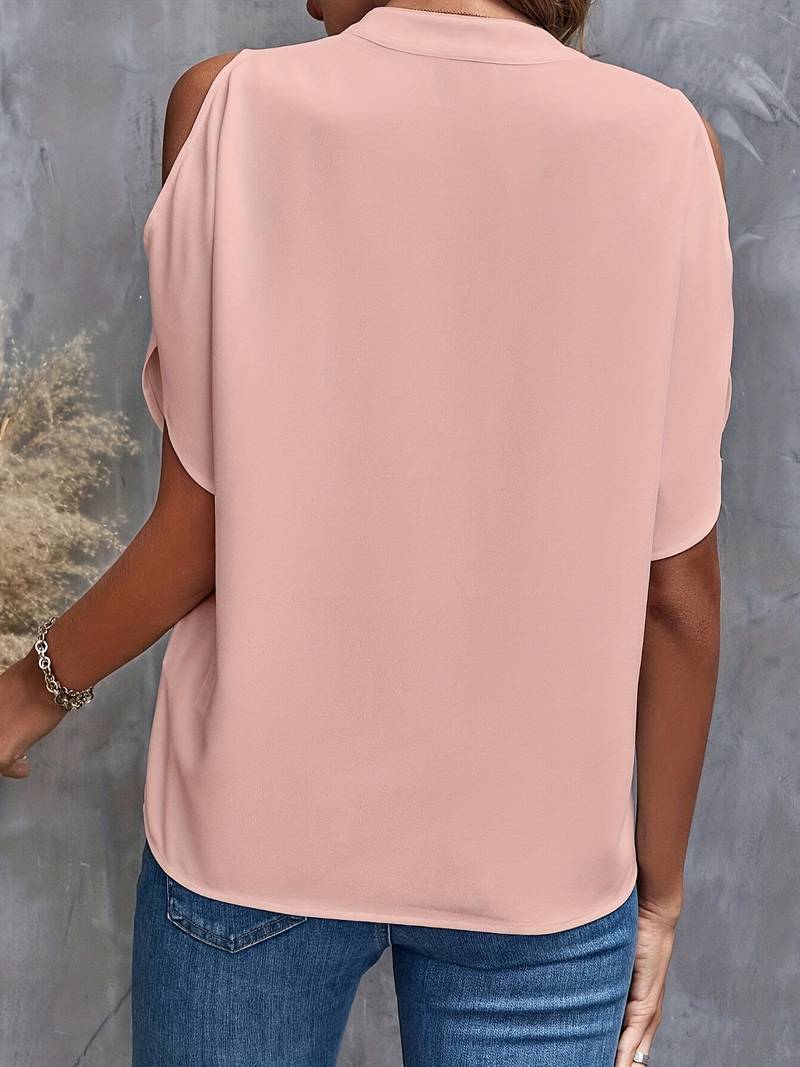 Dam Axelfri Blus Lätt Material Elegant Sommar-2
