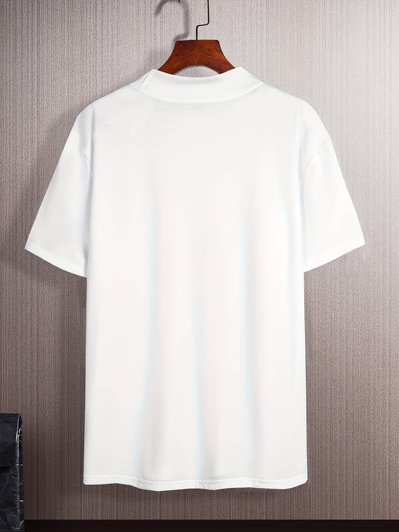 Herr T Shirt Hög Krage Kvalitetsbomull Elegant Design-2