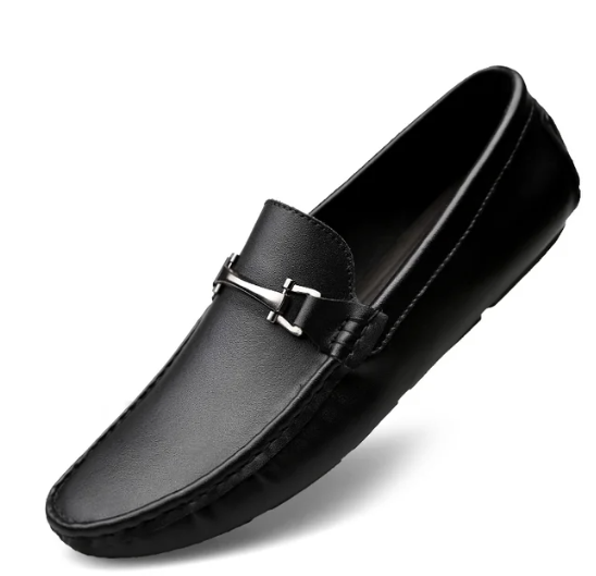 Mockasiner i läderstil med andningsförmåga för män