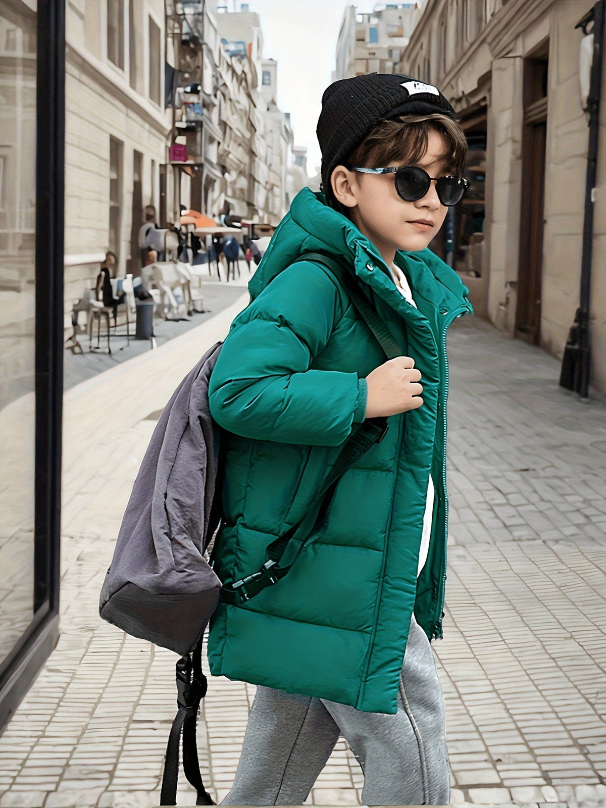 Pojkar Halvlängd Jacka Vattenavvisande Material Med Dragkedja 3