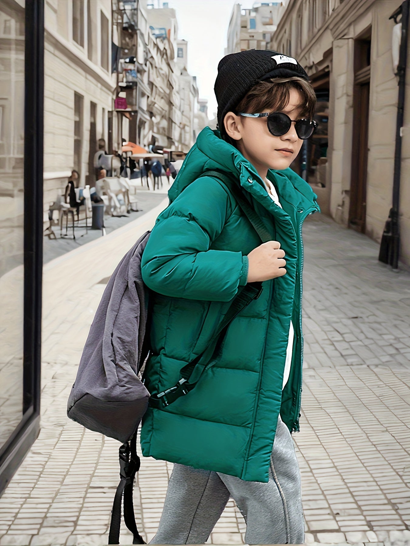 Pojkar Halvlängd Jacka Vattenavvisande Material Med Dragkedja 3