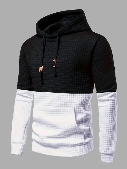 Variant image for Hoodie Herr Våffelmönster Modern Design Mjuk Tygblandning-1