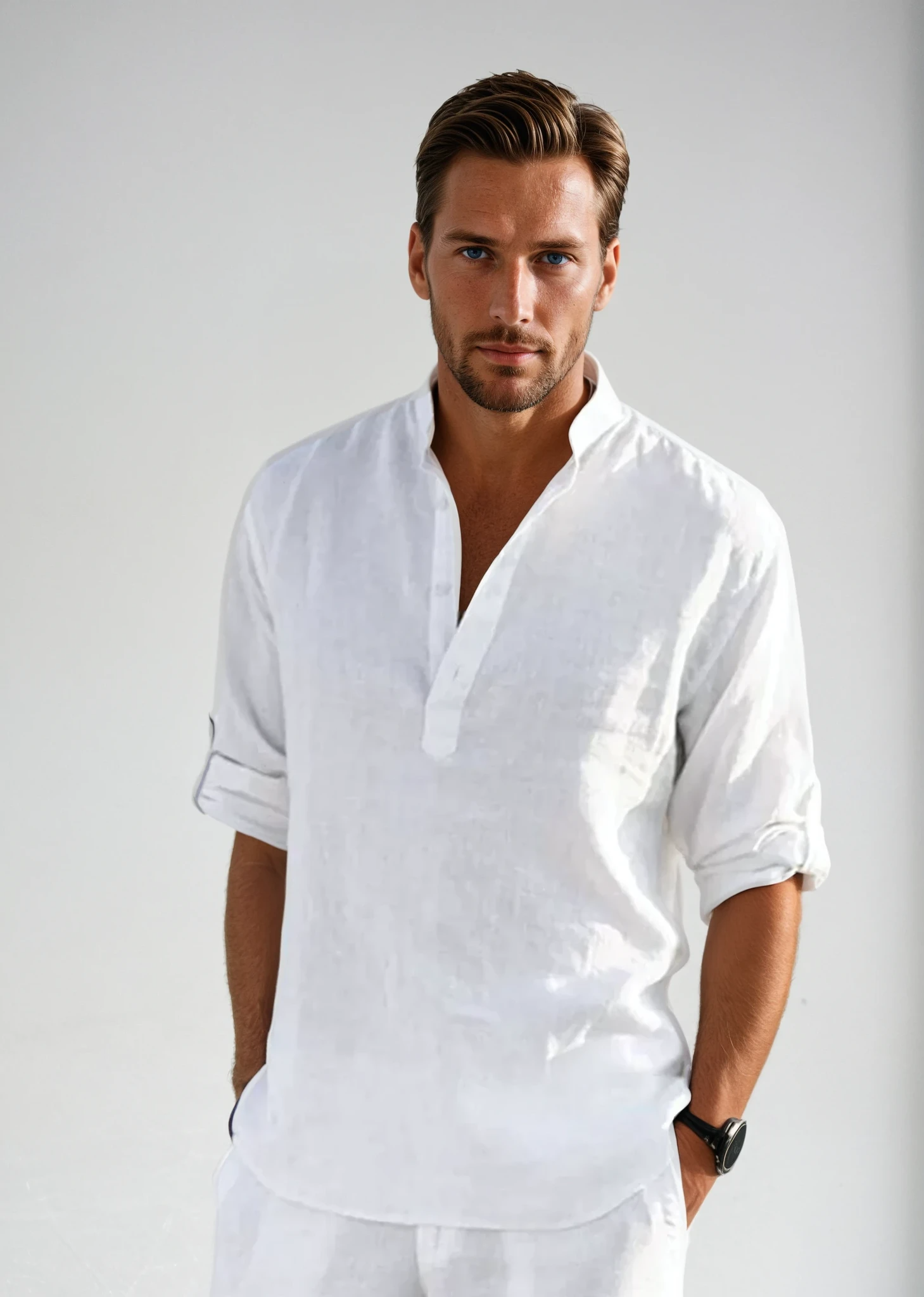 Mäns Skjorta Tidlös Stil Somrig Andningsbar