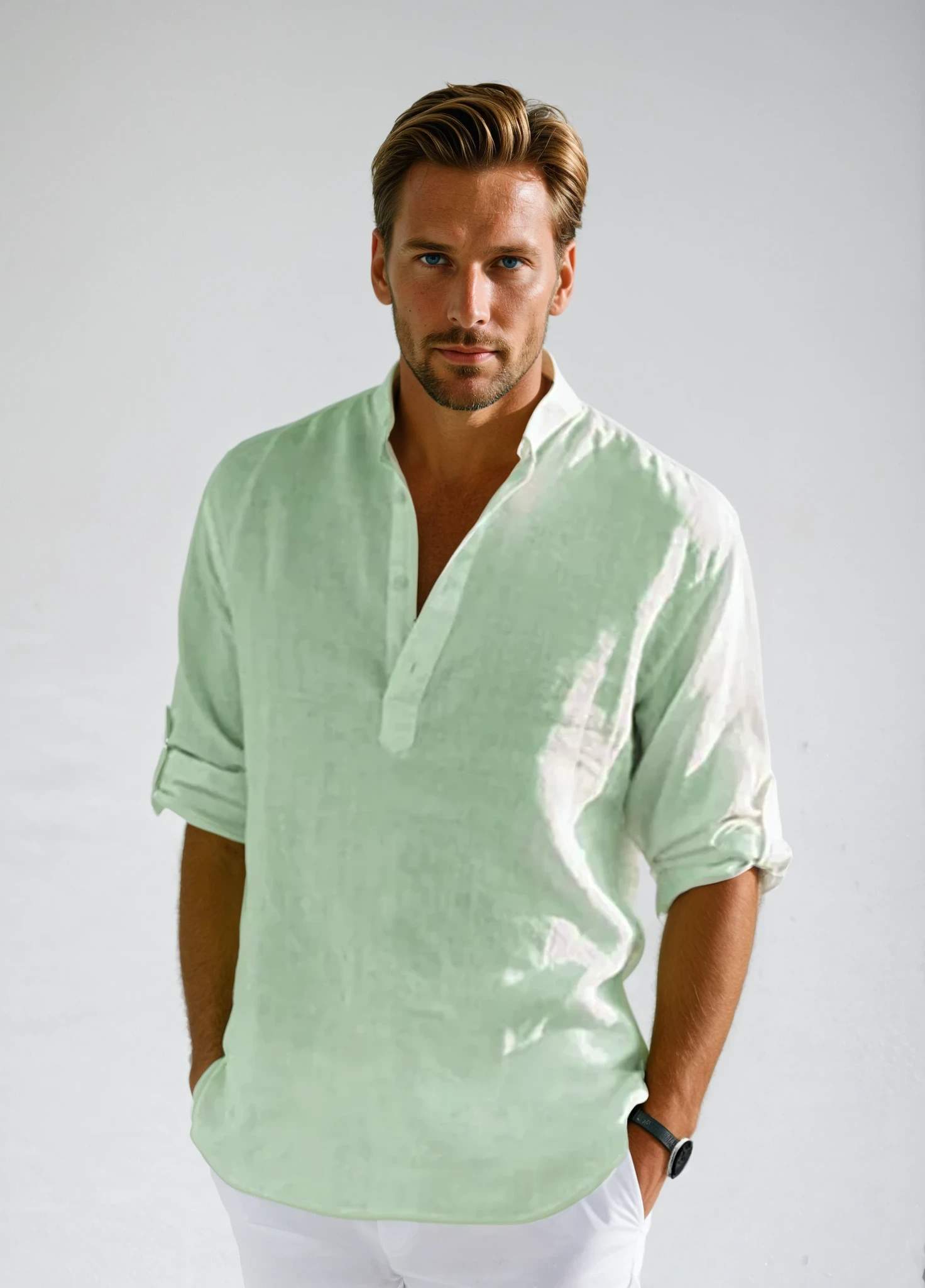 Mäns Skjorta Tidlös Stil Somrig Andningsbar