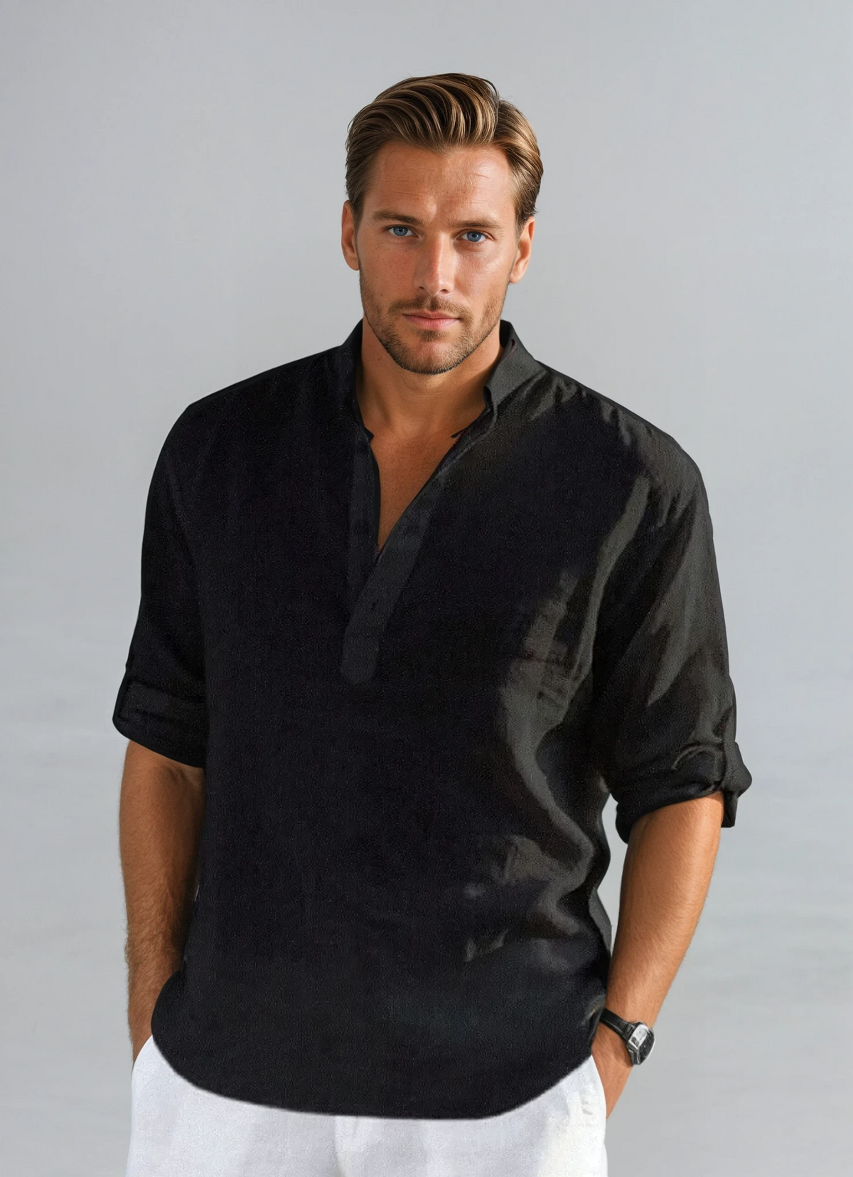 Mäns Skjorta Tidlös Stil Somrig Andningsbar