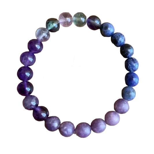 Armband med Ametist, Lepidolite och Lapis Lazuli 0