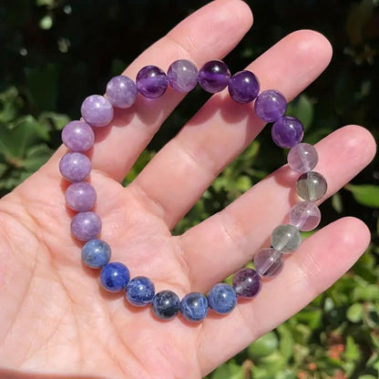 Armband med Ametist, Lepidolite och Lapis Lazuli 1