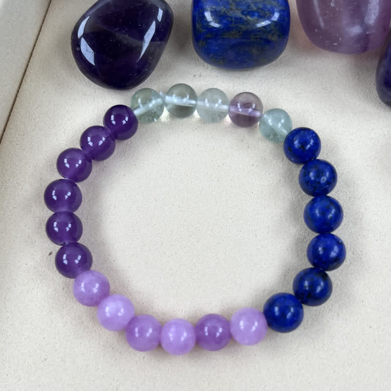 Armband med Ametist, Lepidolite och Lapis Lazuli 2