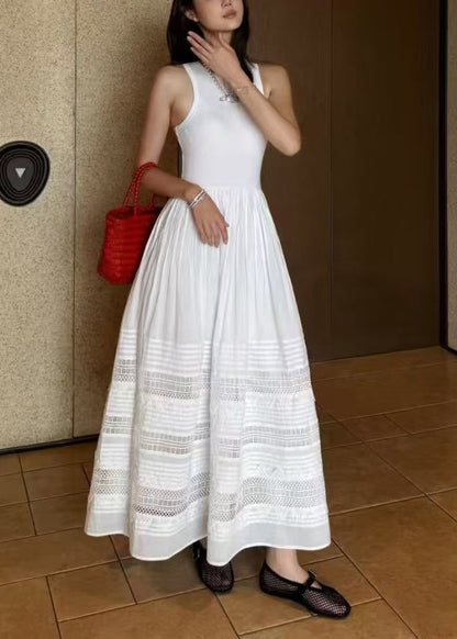 Ärmlös Dam Klänning med Patchwork Design för Sommarstil 0
