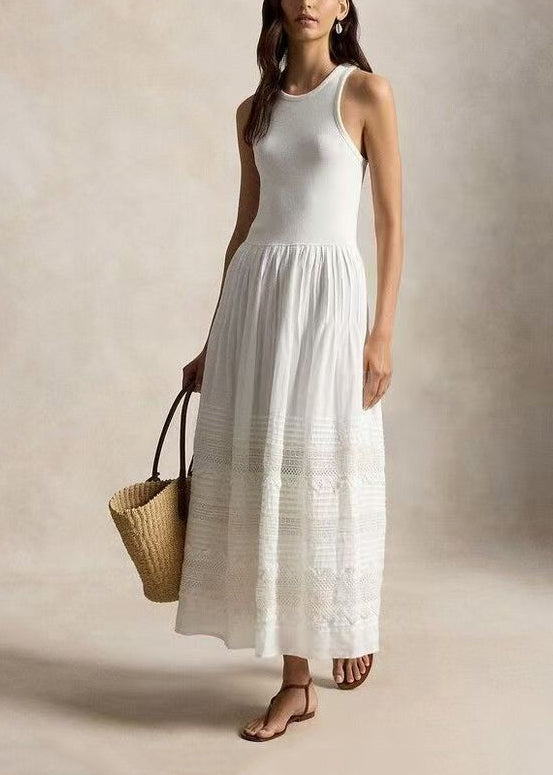 Ärmlös Dam Klänning med Patchwork Design för Sommarstil 3