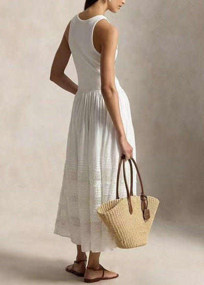 Ärmlös Dam Klänning med Patchwork Design för Sommarstil 4