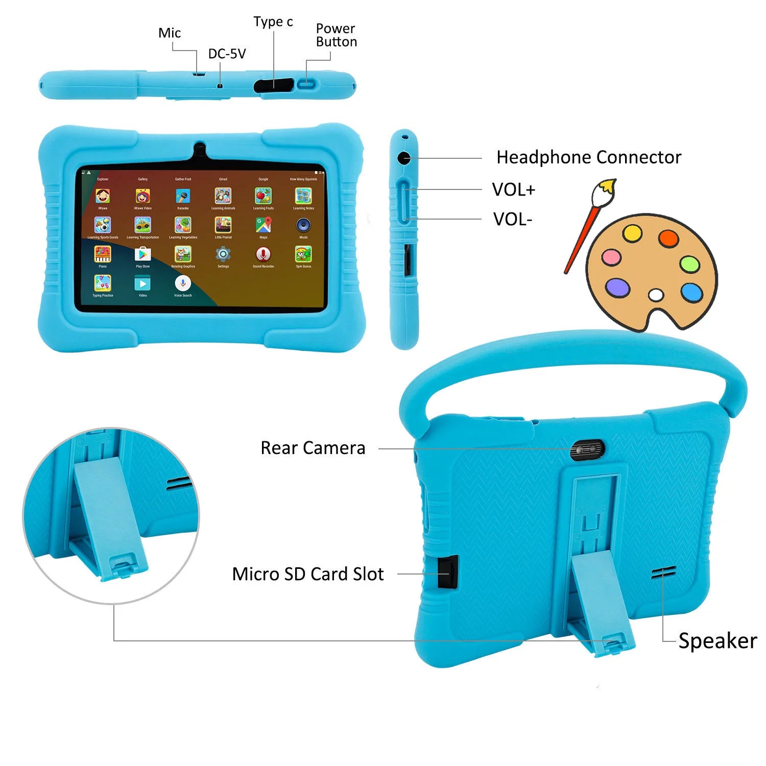 Barns 7-tums Android Surfplatta med 32GB Minne och IPS-skärm 4
