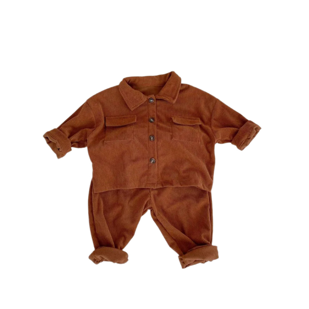 Barns Corduroy Set Mjuk och Andningsbar 0