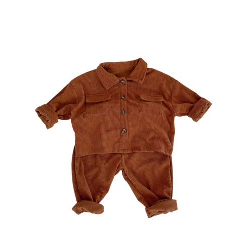 Barns Corduroy Set Mjuk och Andningsbar 0
