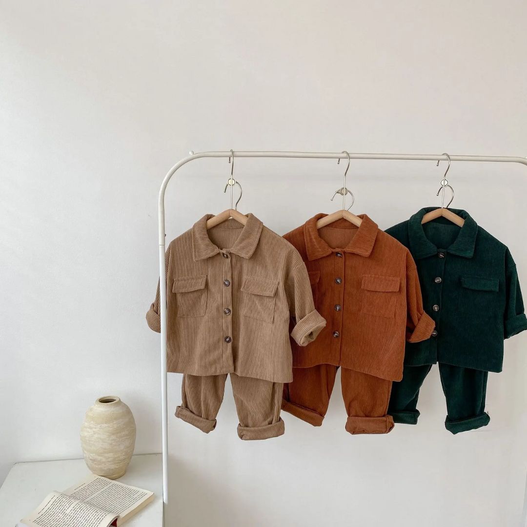 Barns Corduroy Set Mjuk och Andningsbar 1