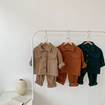 Barns Corduroy Set Mjuk och Andningsbar 1