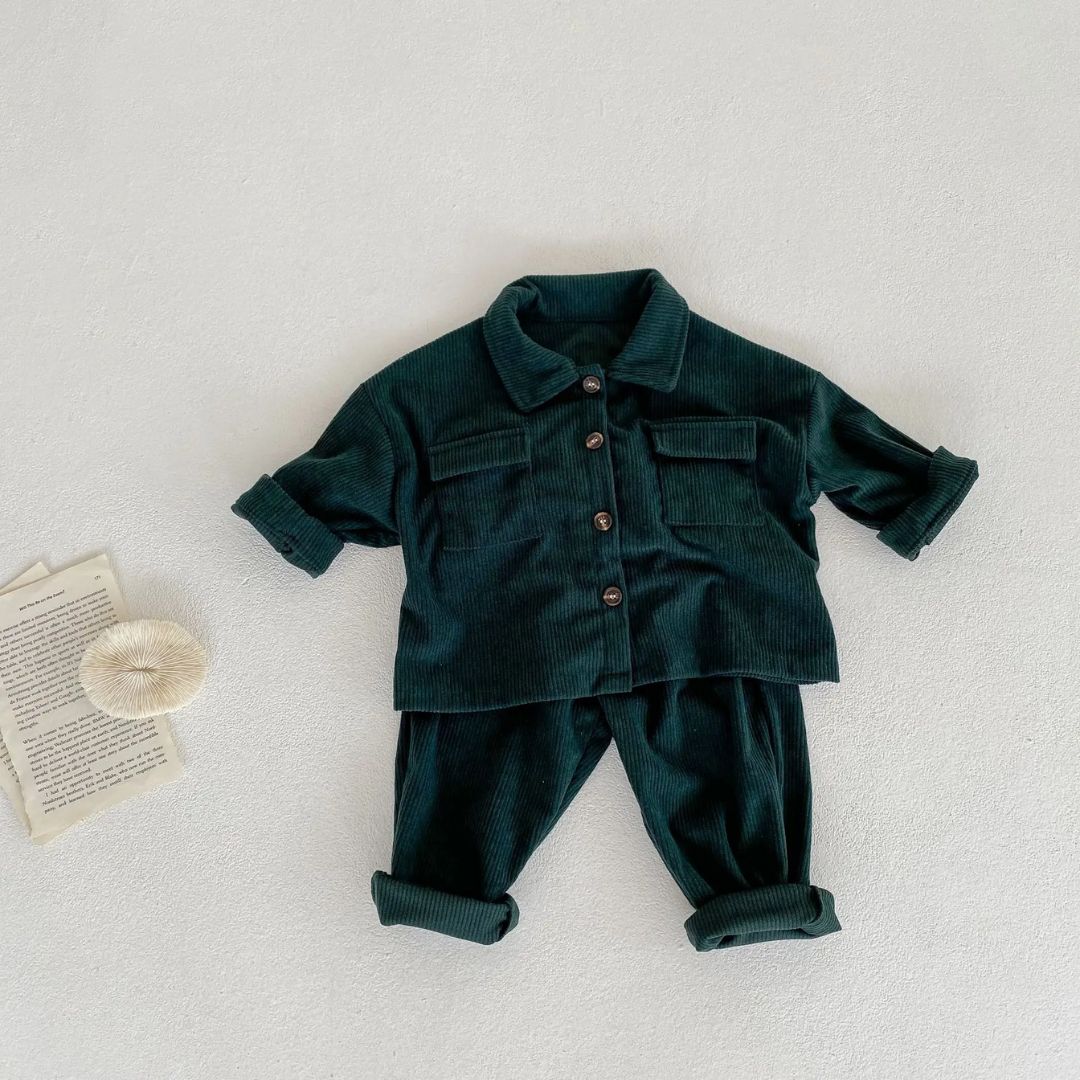 Barns Corduroy Set Mjuk och Andningsbar 10
