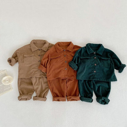 Barns Corduroy Set Mjuk och Andningsbar 2