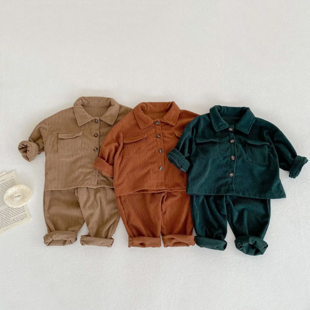 Barns Corduroy Set Mjuk och Andningsbar 2