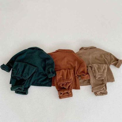 Barns Corduroy Set Mjuk och Andningsbar 3