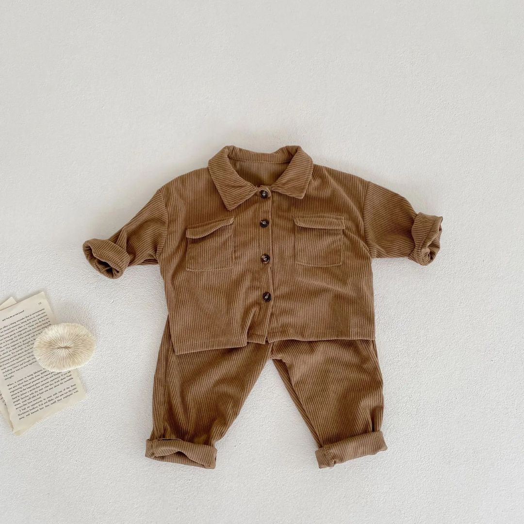 Barns Corduroy Set Mjuk och Andningsbar 9