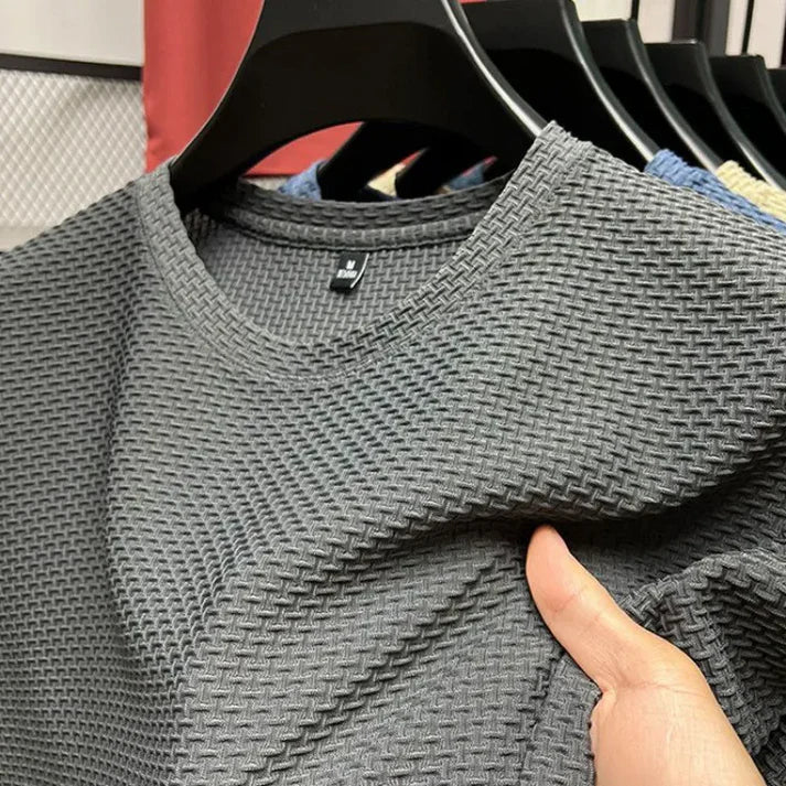 Herr T Shirt Kortärmad Andningsbart Material Träningströja-1