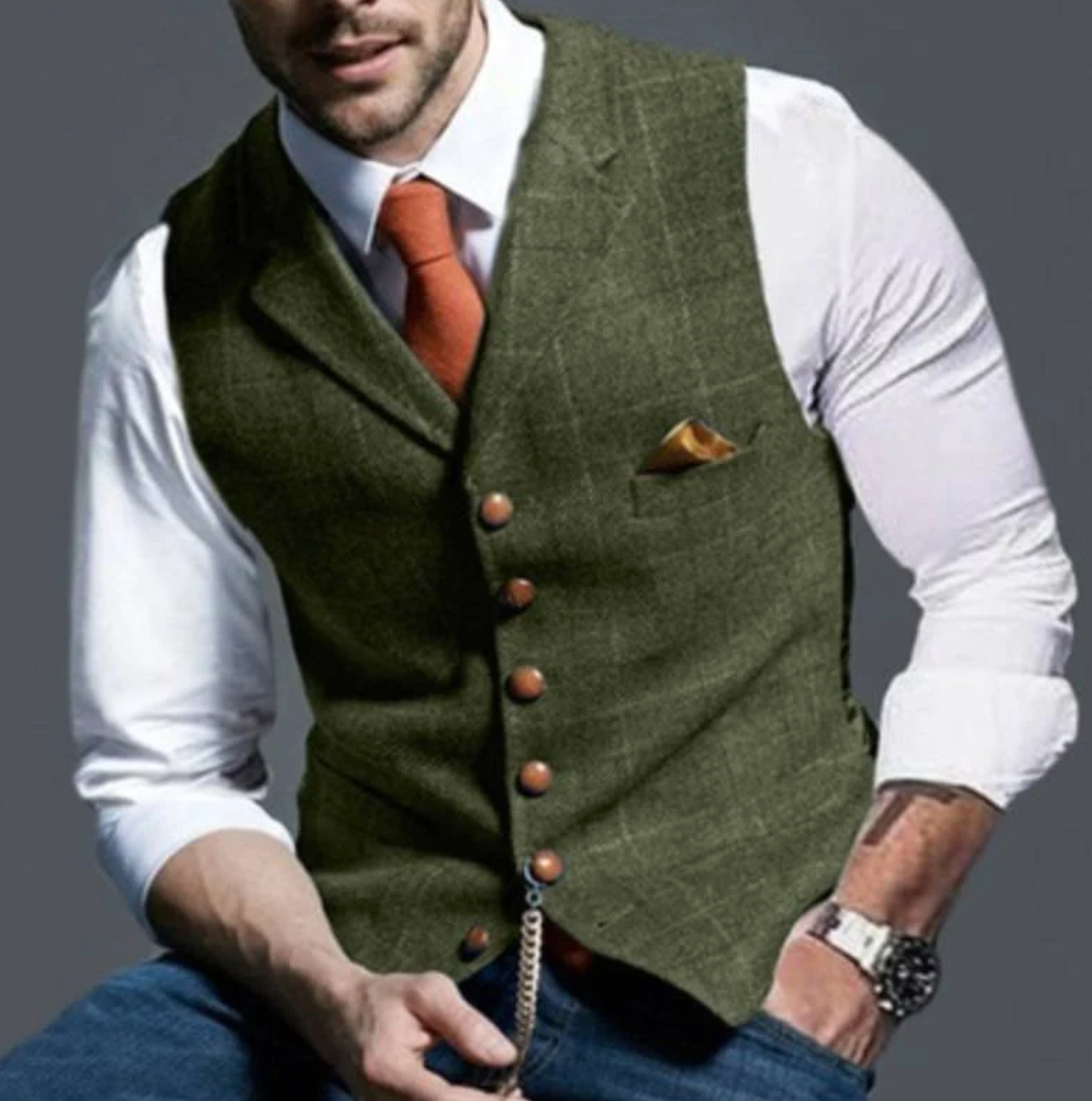 Variant image for Herr Västar Rutig Stilren Polyester-5