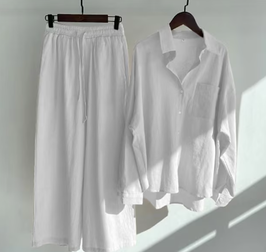 Variant image for Tvådelat Set Dam Elegant Linne Topp och Byxor-50