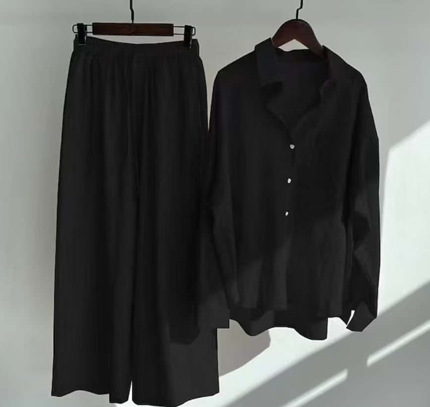 Variant image for Tvådelat Set Dam Elegant Linne Topp och Byxor-36