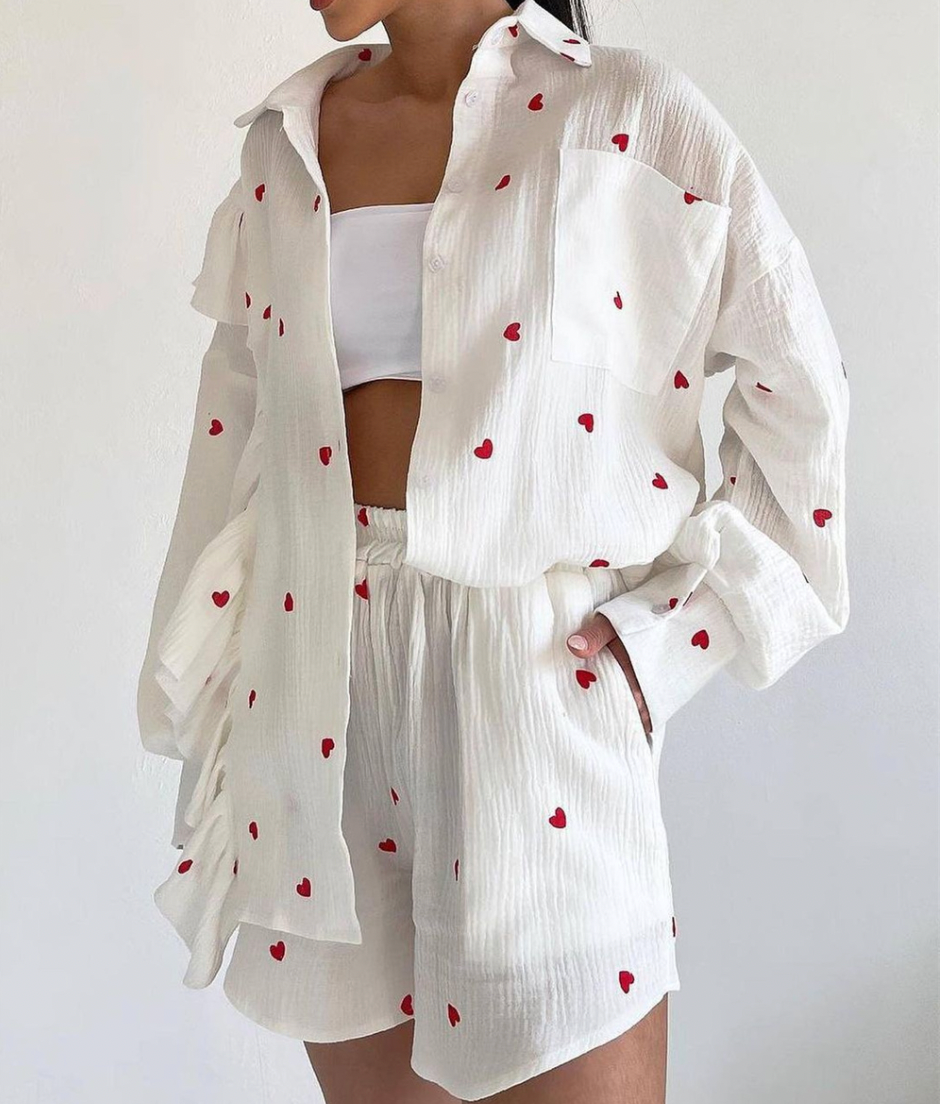 Variant image for Herrskjorta och Shorts Set Trendig Design 100% Bomull-1