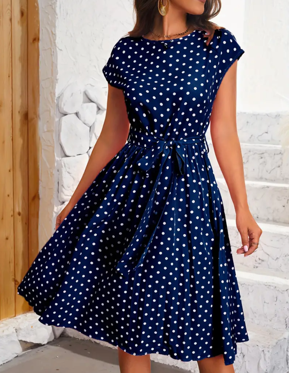 Variant image for Damklänning Retro Chic Polka Mönster Flödande Polyester-13