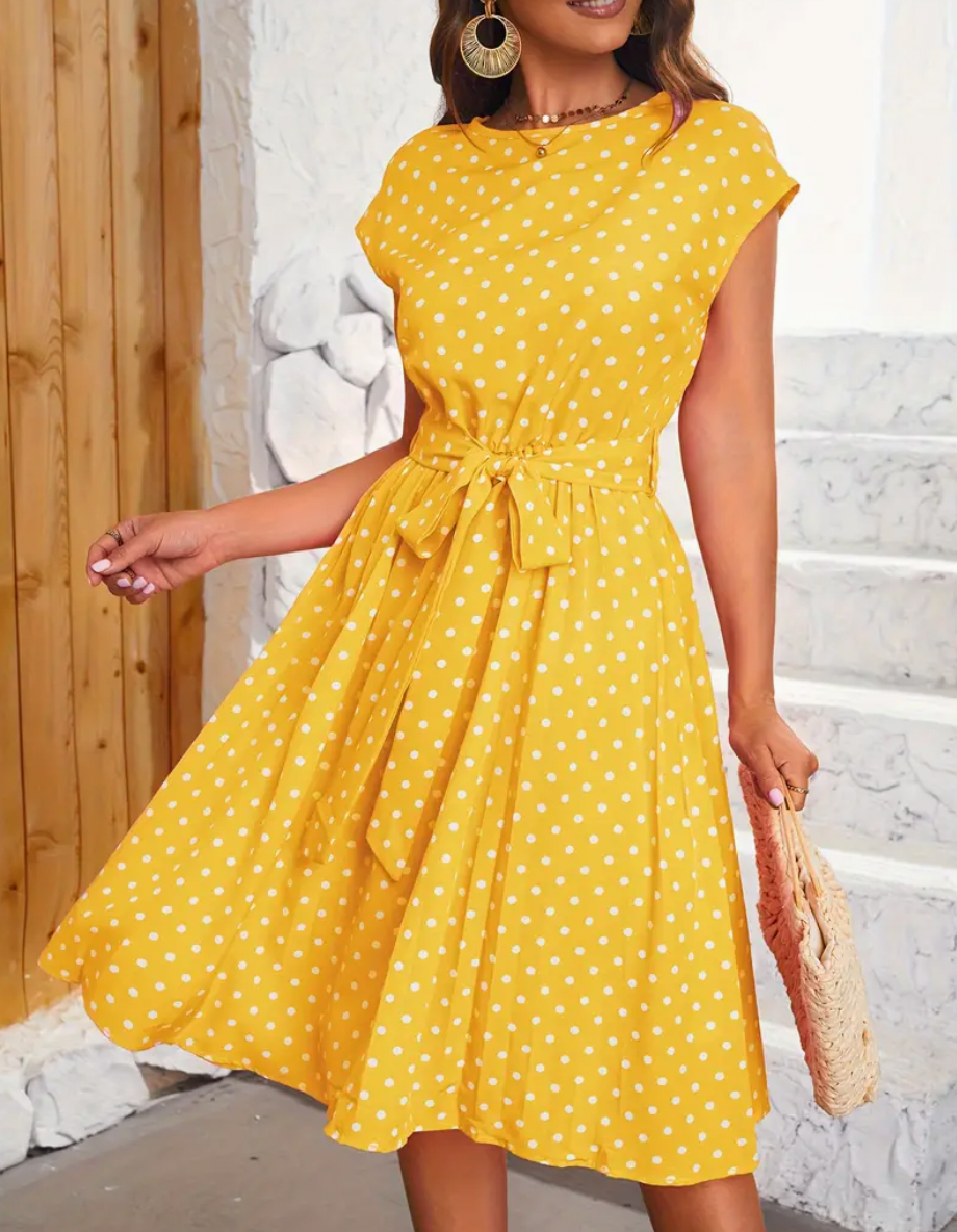 Variant image for Damklänning Retro Chic Polka Mönster Flödande Polyester-25