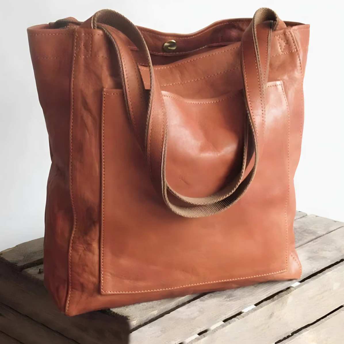 Läderväska Dam Handgjord Elegant Rymlig Läder-1