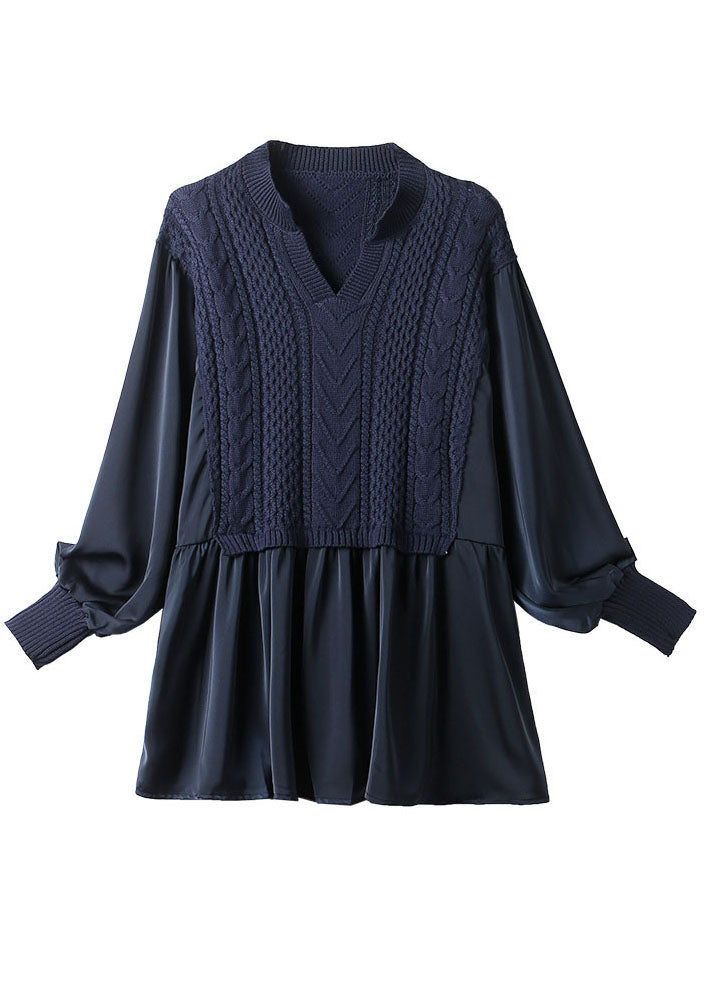 Blusar Dam Puffärmar Stickad Polyester för Vinterstyling 3