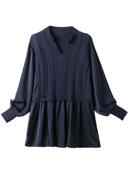 Blusar Dam Puffärmar Stickad Polyester för Vinterstyling 3