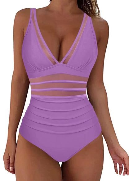 Bodysuit Dam Boho Stil V-hals Patchwork Mesh 3