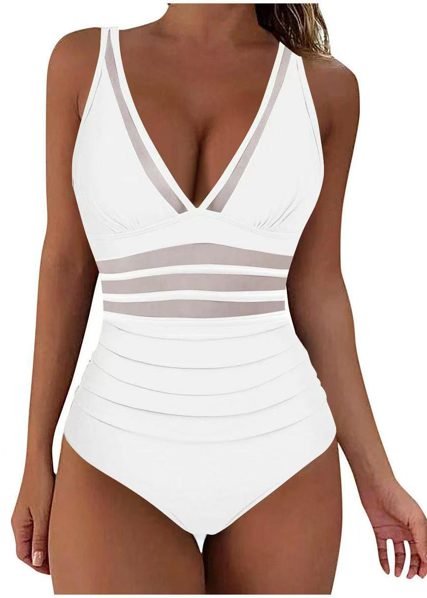 Bodysuit Dam Boho Stil V-hals Patchwork Mesh 4
