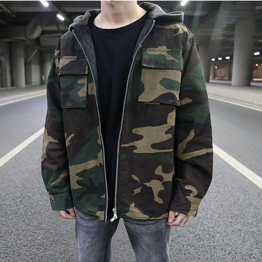 Herr Hoodie Kamouflage Modern Passform 100% Bomull-1