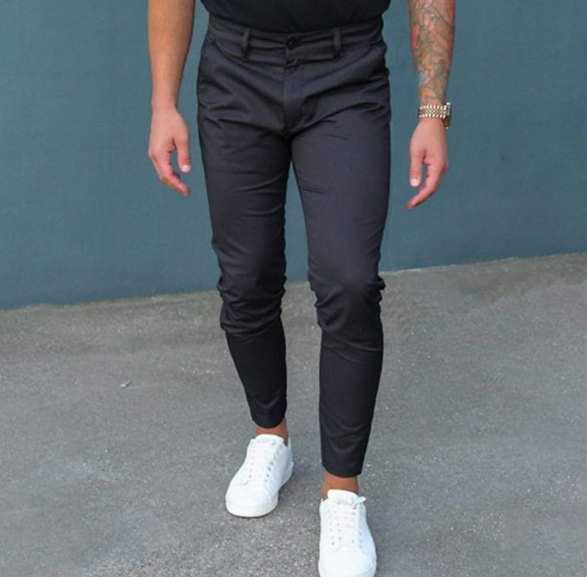 Herrbyxor Modern Design Högkvalitativt Material Svart Grå Blå-1