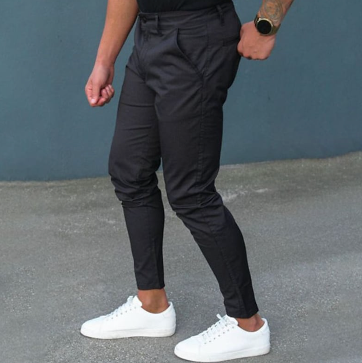 Herrbyxor Modern Design Högkvalitativt Material Svart Grå Blå-2