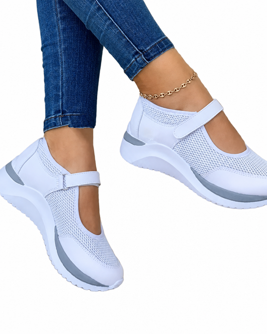 Kvinnors Sneakers Rundad Tå Stickad Tjock Sula