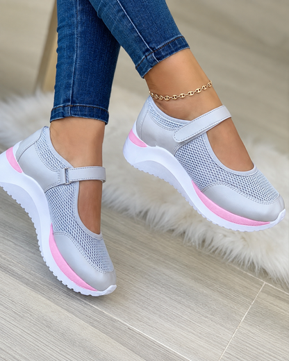 Kvinnors Sneakers Rundad Tå Stickad Tjock Sula